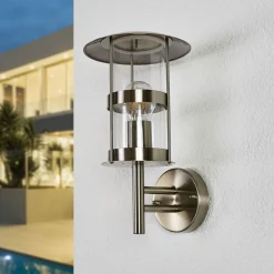 Lindby udendørs væglampe Noemi, grå, stål, 32 cm