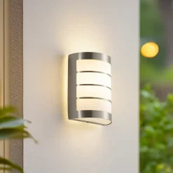 Lindby udendørs væglampe Noyan, 20 cm, stål, IP44, E27