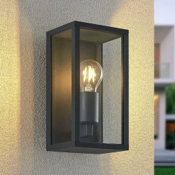 Lindby udendørs væglampe Peldar, klar, 1 lyskilde, 26 cm, metal