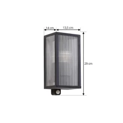 Lindby udendørs væglampe Peldar, sensor, riflet, IP44, E27