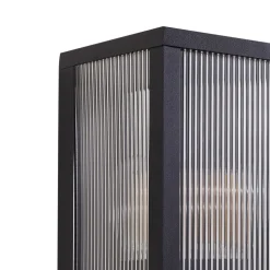 Lindby udendørs væglampe Peldar, sensor, riflet, IP44, E27