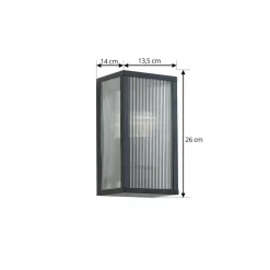 Lindby udendørs væglampe Peldar, 26 cm, riflet, IP44, E27