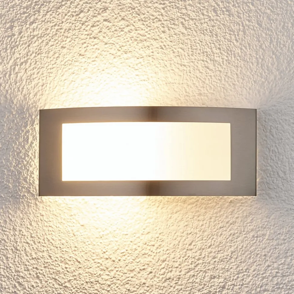 Lindby udendørs væglampe Raja, 25 cm bred, stål, IP44, E27