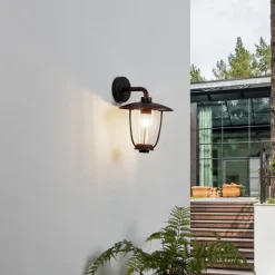 Lindby udendørs væglampe Satish, kobberfarvet, jern, 32 cm