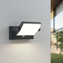 Lindby udendørs væglampe Sherin, sæt med 2, drejelig, sensor