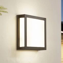 Lindby udendørs væglampe Sivana, sort, aluminium, 26 cm x 26 cm