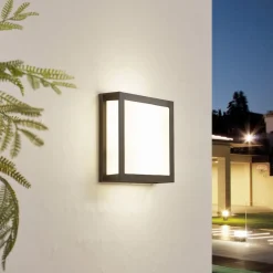 Lindby udendørs væglampe Sivana, sort, aluminium, 26 cm x 26 cm