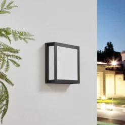 Lindby udendørs væglampe Sivana, sort, aluminium, 26 cm x 26 cm