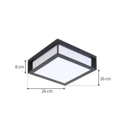 Lindby udendørs væglampe Sivana, sort, aluminium, 26 cm x 26 cm