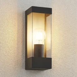 Lindby udendørs væglampe Tilian, højde 25 cm, antracit, stål