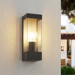 Lindby udendørs væglampe Tilian, højde 25 cm, antracit, stål