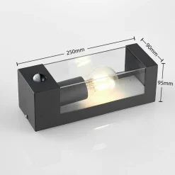 Lindby udendørs væglampe Tilian, sensor, højde 25 cm, antracit