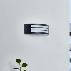 Lindby udendørs væglampe Vimal, E27, 32 cm, sort, aluminium