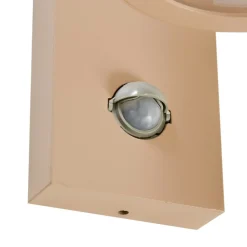 Lindby udendørs væglampe Yrene, 20 cm, beige, sensor, ripple