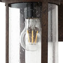 Lindby udendørs væglampe Zayn, rustfarvet, glas, IP23