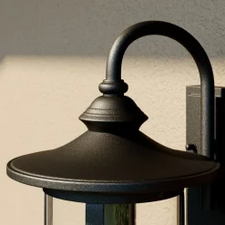 Lindby udendørs væglampe Zayn, sort, glas, højde 33 cm, IP23