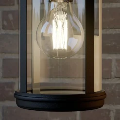 Lindby udendørs væglampe Zayn, sort, glas, højde 33 cm, IP23