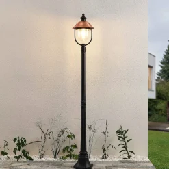 Lindby udendørslampe Clint, 177 cm, metal, saltvandsresistent, E27