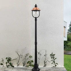 Lindby udendørslampe Clint, 177 cm, metal, saltvandsresistent, E27