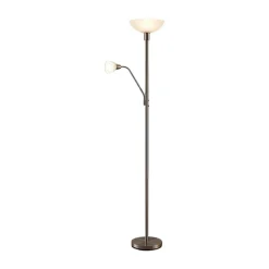 Lindby uplight Jost, 180 cm, nikkelfarvet, læselampe