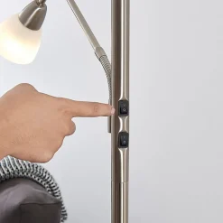 Lindby uplight Jost, 180 cm, nikkelfarvet, læselampe