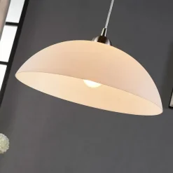 Lindby Valeria hængelampe, hvid, glas, Ø 40 cm, E27