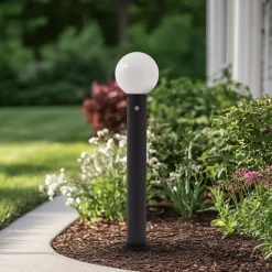 Lindby vejlampe Dangan, hvid, 90 cm, glas, sensor