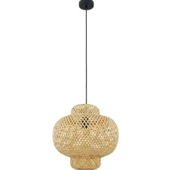 Lindby Venora hængelampe, Ø 40 cm, pæreformet, bambus, E27
