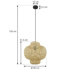 Lindby Venora hængelampe, Ø 40 cm, pæreformet, bambus, E27