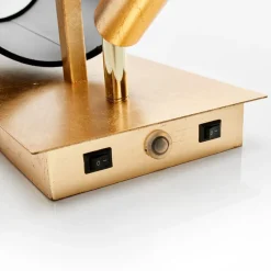 Lindby væglampe Aiden, 30 cm, sort, guld, LED-læselampe