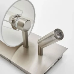 Lindby væglampe Aiden, hvid, nikkel, LED-læselampe