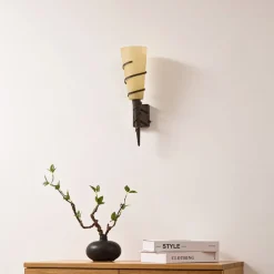 Lindby væglampe Anouk, højde 44 cm, glas, metal, lommelygte