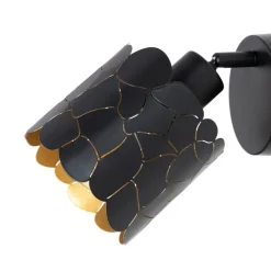 Lindby væglampe Aralena, sort/guld, 1 lyskilde, Ø 12cm