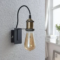 Lindby væglampe Aurella, højde 16 cm, antik messing, metal