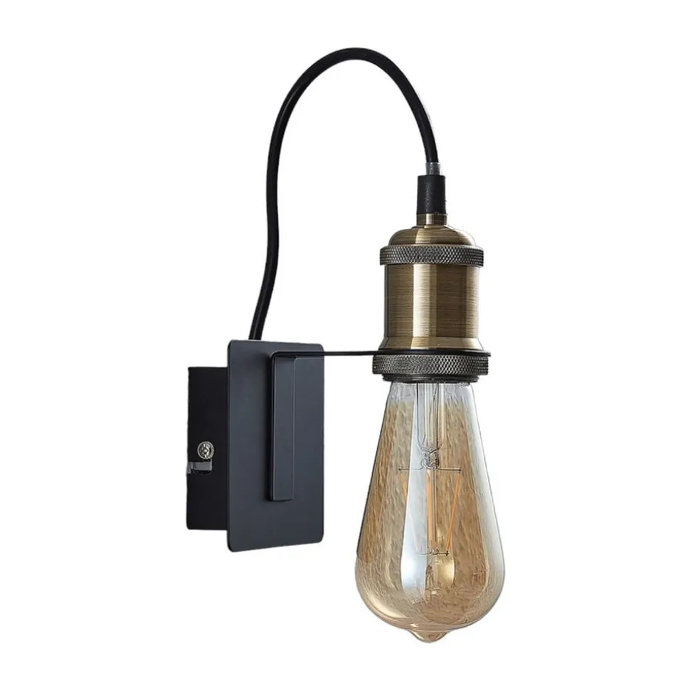 Lindby væglampe Aurella, højde 16 cm, antik messing, metal