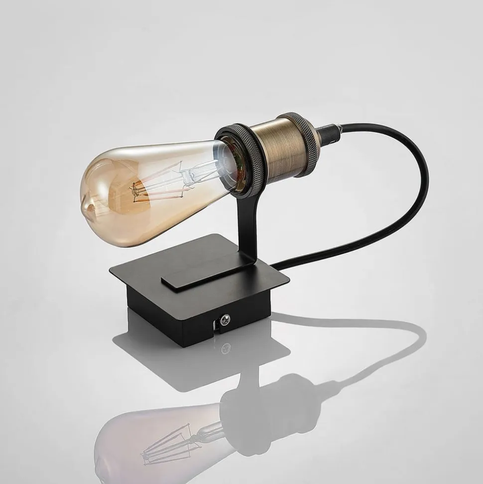 Lindby væglampe Aurella, højde 16 cm, antik messing, metal