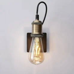 Lindby væglampe Aurella, højde 16 cm, antik messing, metal