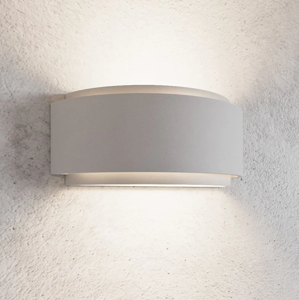 Lindby væglampe Cassian, gips, 32 cm, hvid, halvcirkelformet