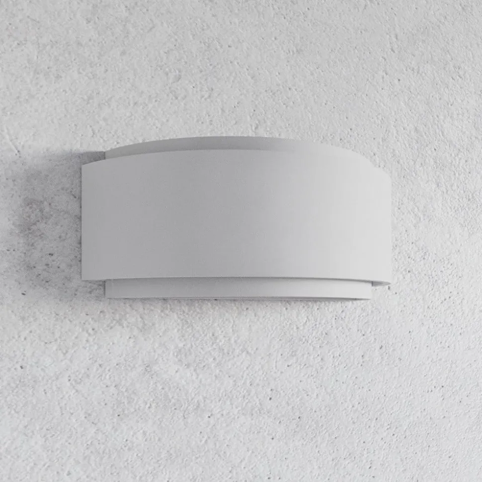 Lindby væglampe Cassian, gips, 32 cm, hvid, halvcirkelformet