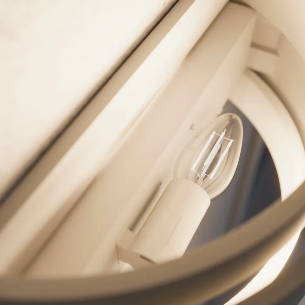 Lindby væglampe Cassian, gips, 32 cm, hvid, halvcirkelformet