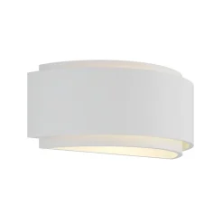 Lindby væglampe Cassian, gips, 32 cm, hvid, halvcirkelformet