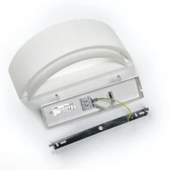 Lindby væglampe Cassian, gips, 32 cm, hvid, halvcirkelformet