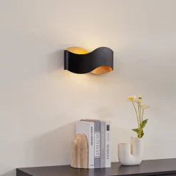 Lindby væglampe Dailin, sort/guld, 30 cm, metal