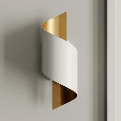 Lindby væglampe Desirio, hvid/guld, 24 cm, metal