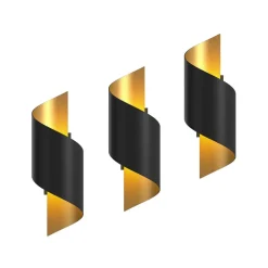 Lindby væglampe Desirio, sæt med 3, sort, guldfarvet, G9