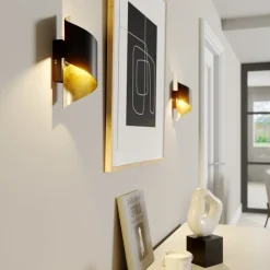 Lindby væglampe Desirio, sæt med 3, sort, guldfarvet, G9