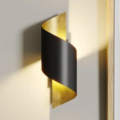 Lindby væglampe Desirio, sæt med 3, sort, guldfarvet, G9