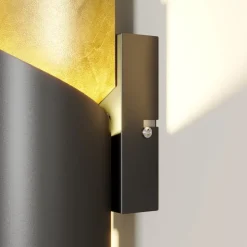 Lindby væglampe Desirio, sæt med 3, sort, guldfarvet, G9