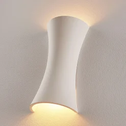 Lindby væglampe Edon, hvid, gips, konkav, 30 cm