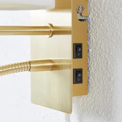 Lindby væglampe Florens, messing, LED-læselampe, 23,5 cm